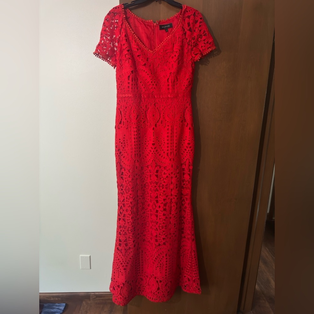 St. John Red Lace Dress